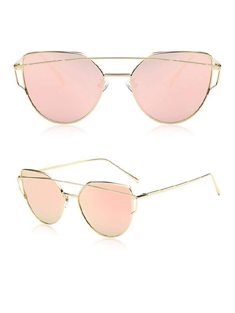 Cat Eye Mirrored Flat Lenses  Metal Street Shades